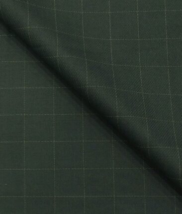 Absoluto Pine Green Self Checks Unstitched Terry Rayon Suiting Fabric