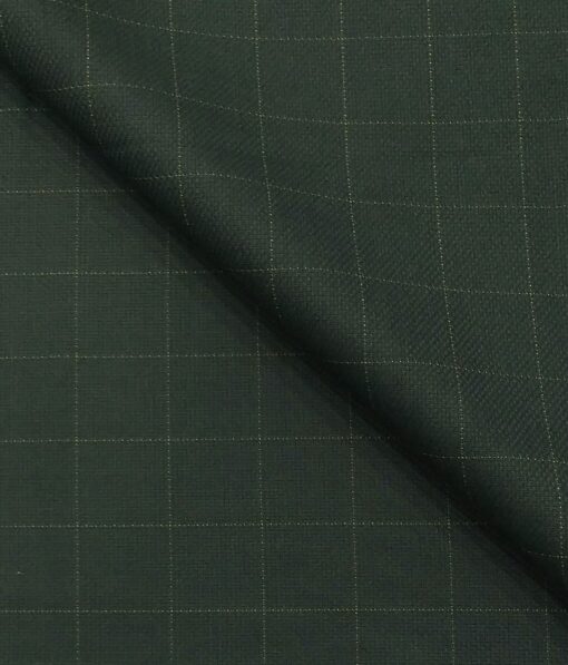 Absoluto Pine Green Self Checks Unstitched Terry Rayon Suiting Fabric