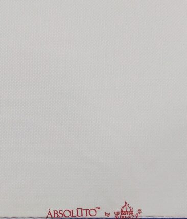Absoluto Pure White Structured Unstitched Terry Rayon Suiting Fabric