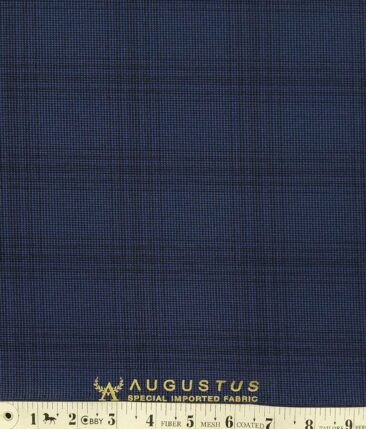 Augustus Denim Blue Structured Cum Checks Terry Rayon Suiting Fabric