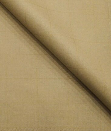 Augustus Oat Beige Self Checks Unstitched Terry Rayon Suiting Fabric