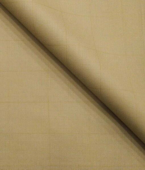 Augustus Oat Beige Self Checks Unstitched Terry Rayon Suiting Fabric