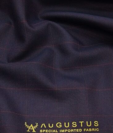 Augustus Dark Purple Structured  Cum Checks Unstitched Terry Rayon Suiting Fabric