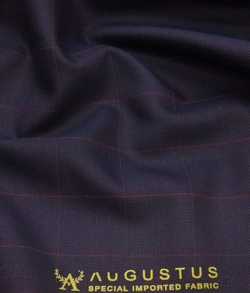 Augustus Dark Purple Structured  Cum Checks Unstitched Terry Rayon Suiting Fabric