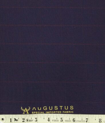 Augustus Dark Purple Structured  Cum Checks Unstitched Terry Rayon Suiting Fabric