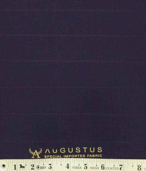 Augustus Dark Purple Structured  Cum Checks Unstitched Terry Rayon Suiting Fabric