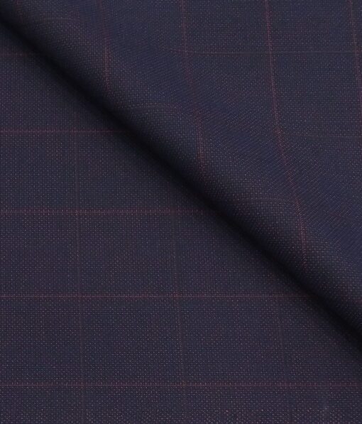 Augustus Dark Purple Structured  Cum Checks Unstitched Terry Rayon Suiting Fabric