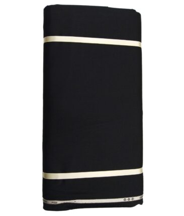 Cadini Italy by Siyaram's 60% Merino Wool Super 140's Black Solid Satin Weave Unstitched Exotic Suit Fabric (3.25 Meter)