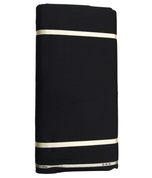 Cadini Italy by Siyaram's 60% Merino Wool Super 140's Black Solid Satin Weave Unstitched Exotic Suit Fabric (3.25 Meter)