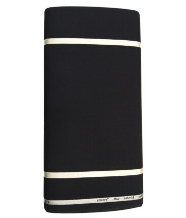 Cadini Italy by Siyaram's 60% Merino Wool Super 140's Black Structured Unstitched Exotic Suit Fabric (3.25 Meter)