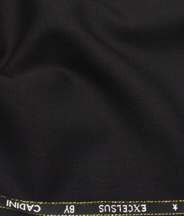 Cadini Italy by Siyaram's 60% Merino Wool Super 140's Black Structured Unstitched Exotic Suit Fabric (3.25 Meter)