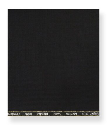 Cadini Italy by Siyaram's 60% Merino Wool Super 140's Black Structured Unstitched Exotic Suit Fabric (3.25 Meter)