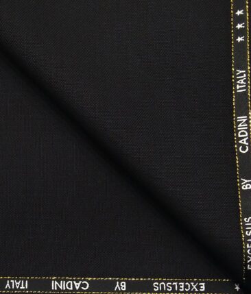 Cadini Italy by Siyaram's 60% Merino Wool Super 140's Black Structured Unstitched Exotic Suit Fabric (3.25 Meter)