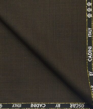 Cadini Italy by Siyaram's 60% Merino Wool Super 140's Dark Brown Structured Unstitched Exotic Suit Fabric (3.25 Meter)