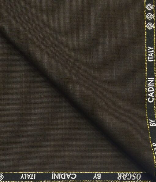 Cadini Italy by Siyaram's 60% Merino Wool Super 140's Dark Brown Structured Unstitched Exotic Suit Fabric (3.25 Meter)