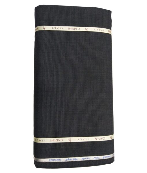 Cadini Italy by Siyaram's 60% Merino Wool Super 140's Dark Grey Structured Unstitched Exotic Suit Fabric (3.25 Meter)
