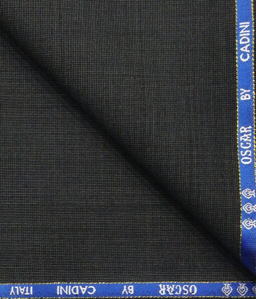 Cadini Italy by Siyaram's 60% Merino Wool Super 140's Dark Grey Structured Unstitched Exotic Suit Fabric (3.25 Meter)