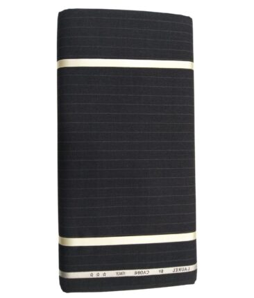 Cadini Italy by Siyaram's 60% Merino Wool Super 140's Dark Grey Pin Stripes Unstitched Exotic Suit Fabric (3.25 Meter)