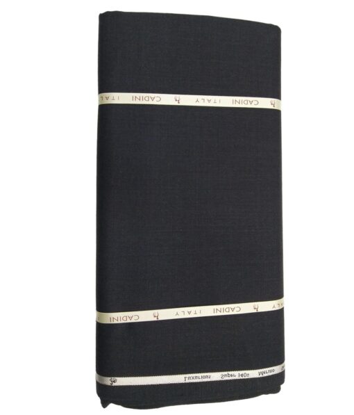 Cadini Italy by Siyaram's 60% Merino Wool Super 140's Dark Worsted Grey Self Design Unstitched Exotic Suit Fabric (3.25 Meter)