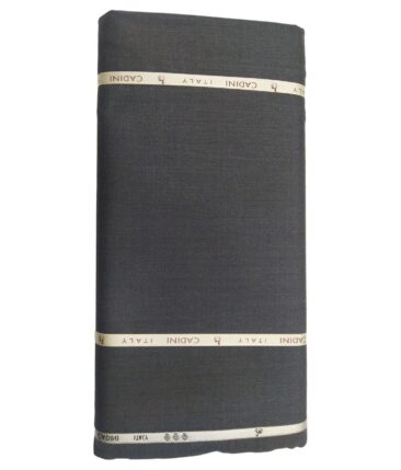 Cadini Italy by Siyaram's 60% Merino Wool Super 140's Medium Worsted Grey Self Design Unstitched Exotic Suit Fabric (3.25 Meter)