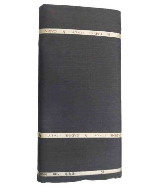 Cadini Italy by Siyaram's 60% Merino Wool Super 140's Medium Worsted Grey Self Design Unstitched Exotic Suit Fabric (3.25 Meter)