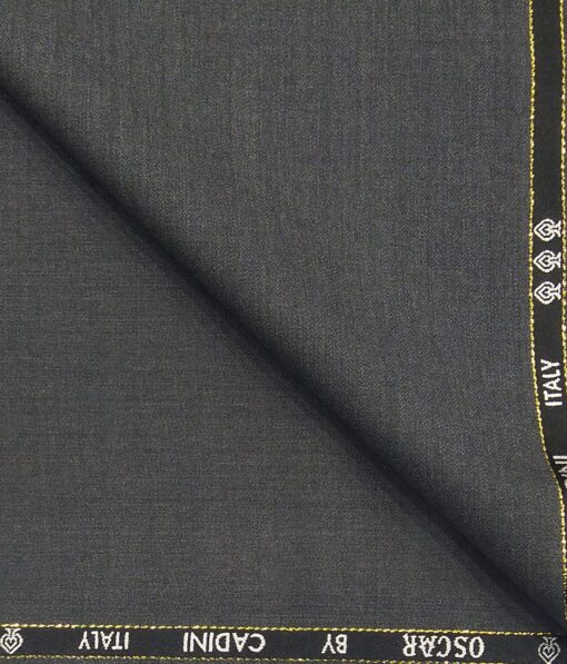 Cadini Italy by Siyaram's 60% Merino Wool Super 140's Medium Worsted Grey Self Design Unstitched Exotic Suit Fabric (3.25 Meter)