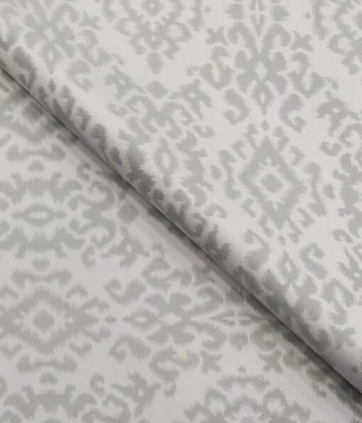 Don & Julio Light Silver Grey Damask Self Jacquard Unstitched Terry Rayon Bandhgala or Blazer Fabric