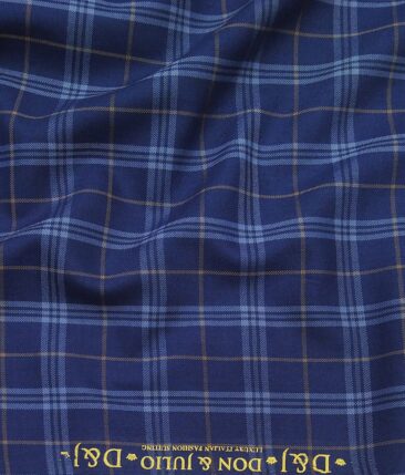 Don & Julio Blue Broad Checks Unstitched Thick Terry Rayon Blazer Fabric