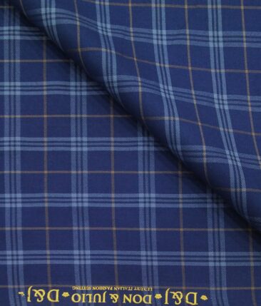 Don & Julio Blue Broad Checks Unstitched Thick Terry Rayon Blazer Fabric