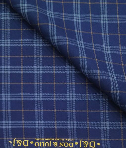 Don & Julio Blue Broad Checks Unstitched Thick Terry Rayon Blazer Fabric