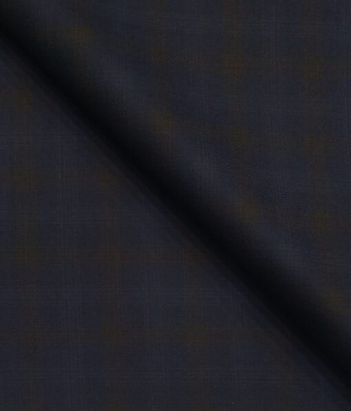Don & Julio Dark Blue & Brown Checks Unstitched Terry Rayon Suiting Fabric