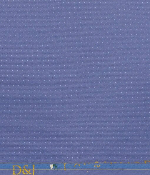 Don & Julio Cerulean Blue White Dotted Structure Unstitched Terry Rayon Suiting Fabric