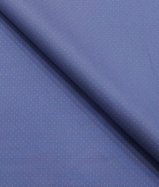 Don & Julio Cerulean Blue White Dotted Structure Unstitched Terry Rayon Suiting Fabric