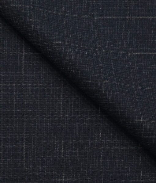 Don & Julio Dark Blue Self Checks Unstitched Terry Rayon Suiting Fabric