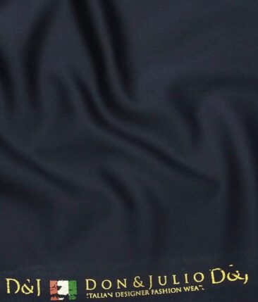 Don & Julio Dark Navy Blue Solid Satin Weave Terry Rayon Suiting Fabric