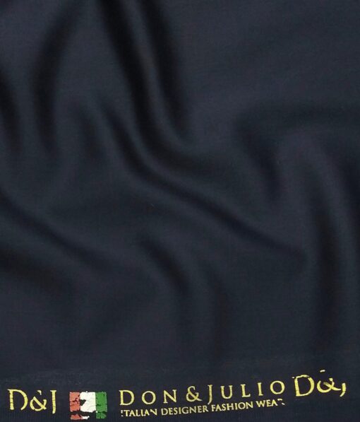 Don & Julio Dark Navy Blue Solid Satin Weave Terry Rayon Suiting Fabric