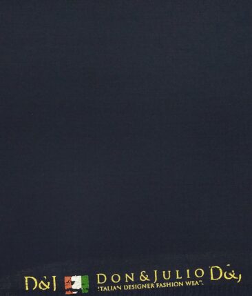 Don & Julio Dark Navy Blue Solid Satin Weave Terry Rayon Suiting Fabric