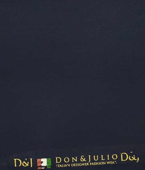 Don & Julio Dark Navy Blue Solid Satin Weave Terry Rayon Suiting Fabric