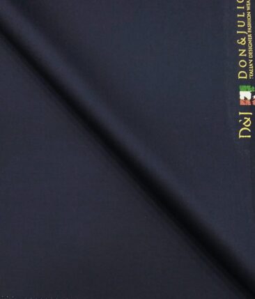 Don & Julio Dark Navy Blue Solid Satin Weave Terry Rayon Suiting Fabric