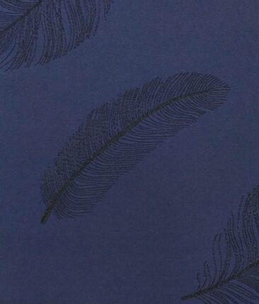 Exquisite Royal Blue Feather Embroidered Unstitched Terry Rayon Blazer or Bandhgala Fabric