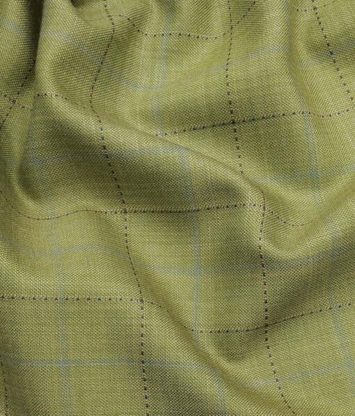 Fashion Flair Light Olive Green Self Checks Unstitched Terry Rayon Suiting Fabric