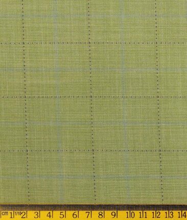 Fashion Flair Light Olive Green Self Checks Unstitched Terry Rayon Suiting Fabric