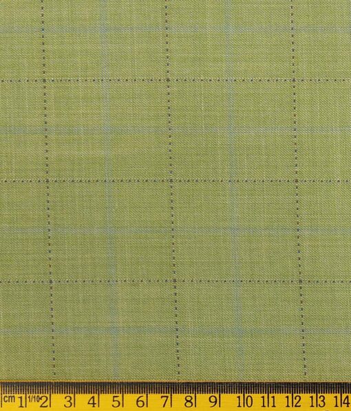 Fashion Flair Light Olive Green Self Checks Unstitched Terry Rayon Suiting Fabric
