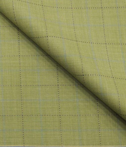 Fashion Flair Light Olive Green Self Checks Unstitched Terry Rayon Suiting Fabric