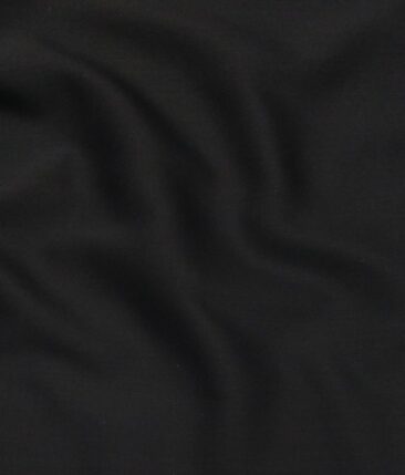Fashion Flair Jet Black Solid Satin Weave Terry Rayon Suiting Fabric