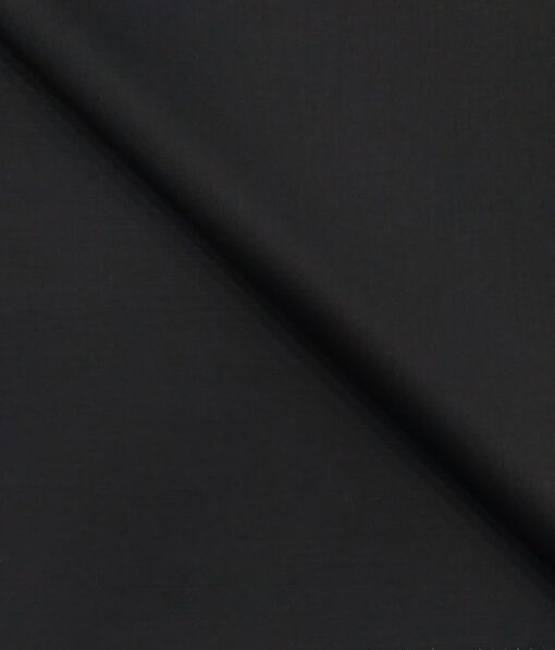 Fashion Flair Jet Black Solid Satin Weave Terry Rayon Suiting Fabric