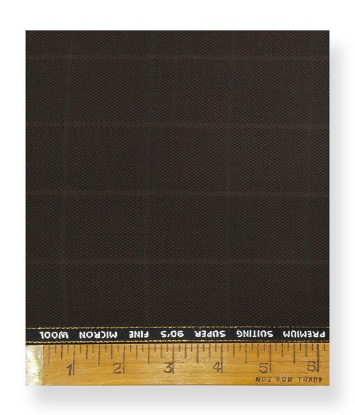 J.Hamsptead by Siyaram's 20% Merino Wool Super 90's Dark Brown Structured Cum Checks Unstitched Suiting Fabric