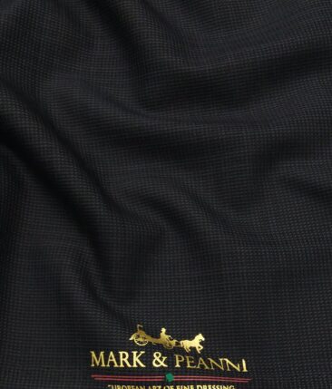 Mark & Peanni Dark Grey Structured Cum Broad Self Checks Unstitched Terry Rayon Suiting Fabric