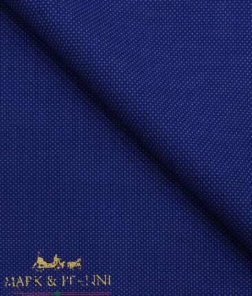 Mark & Peanni Bright Royal Blue Dotted Structured Unstitched Terry Rayon Suiting Fabric
