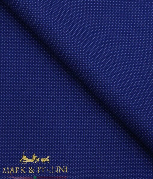 Mark & Peanni Bright Royal Blue Dotted Structured Unstitched Terry Rayon Suiting Fabric